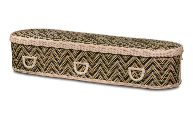 GreenCoffins bamboe uitvaartmand met zigzagpatroon